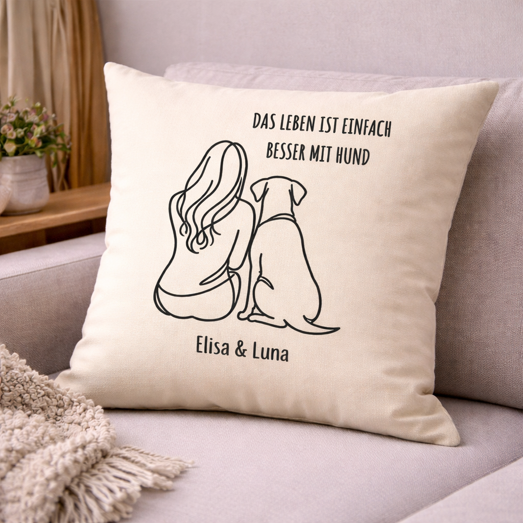 Das Leben ist einfach besser mit Hund - Personalisiertes Kissen