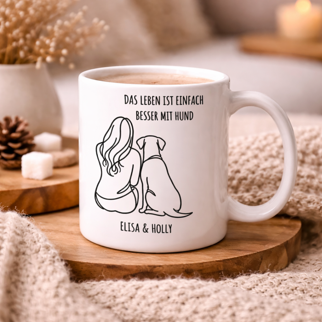 Das Leben ist einfach besser mit Hund - Personalisierte Tasse