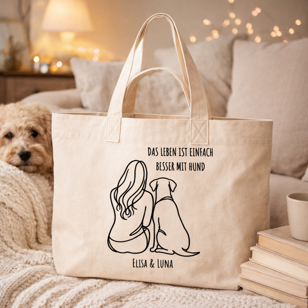 Das Leben ist einfach besser mit Hund  - Personalisierte Tragetasche