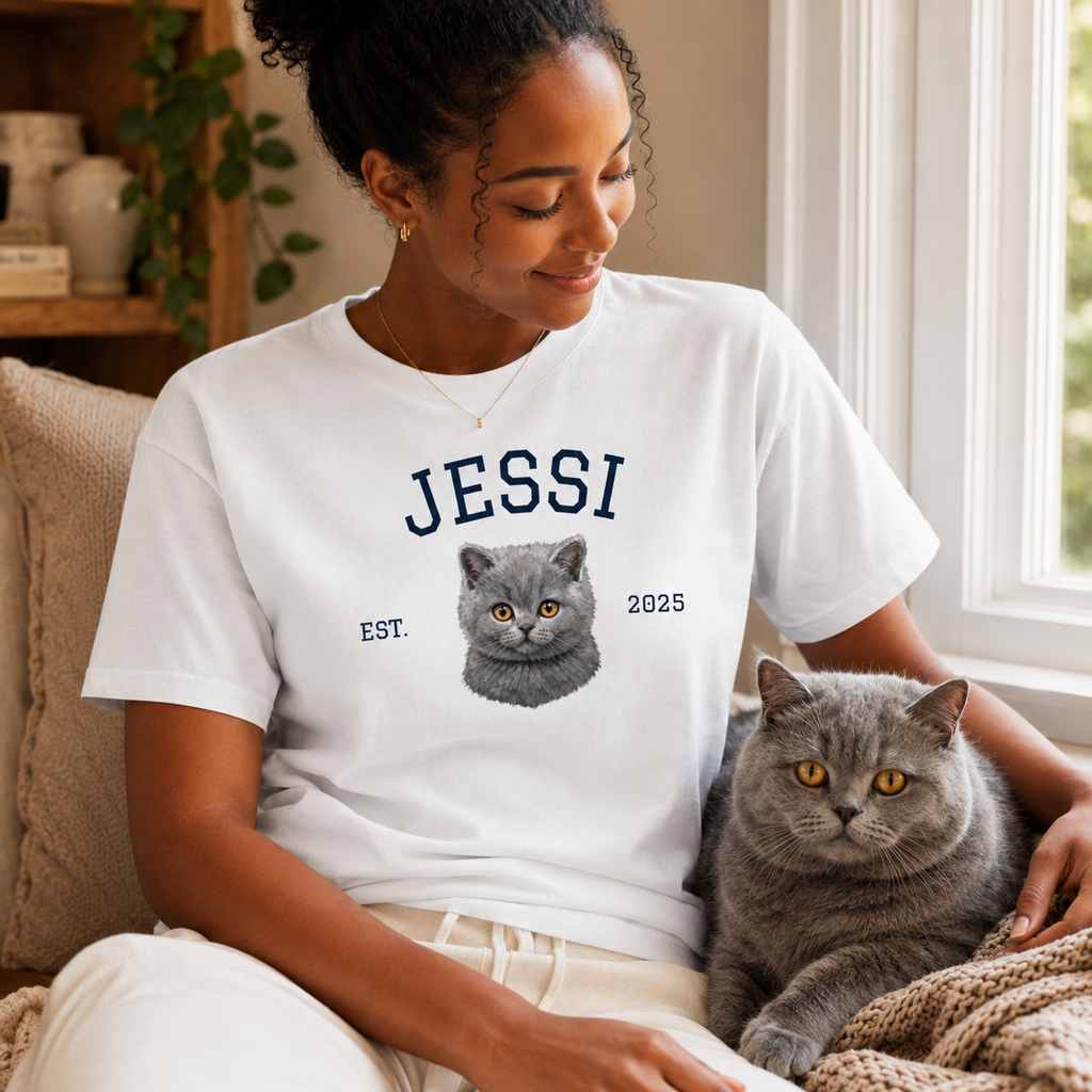 College Cat  - personalisiertes Oversized Shirt