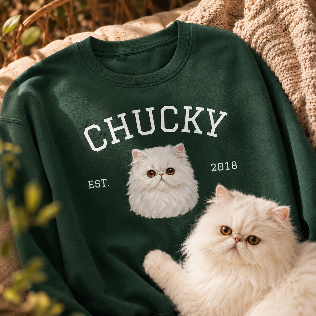 College Cat  - personalisiertes Sweatshirt