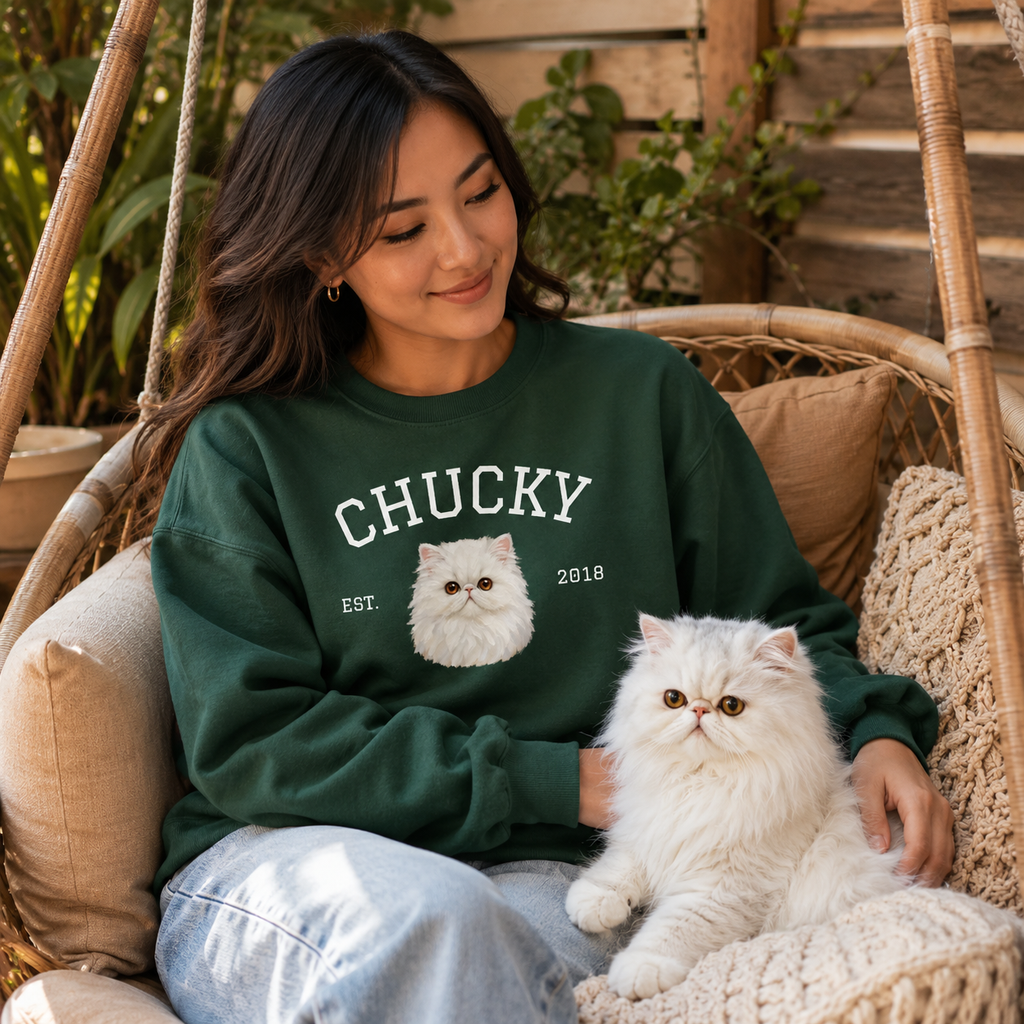 College Cat  - personalisiertes Sweatshirt