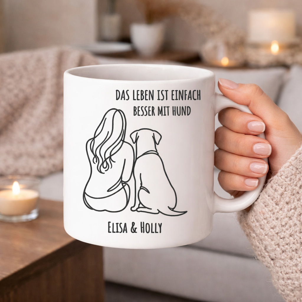 Das Leben ist einfach besser mit Hund - Personalisierte Tasse