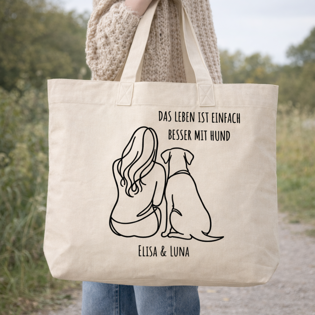 Das Leben ist einfach besser mit Hund  - Personalisierte Tragetasche