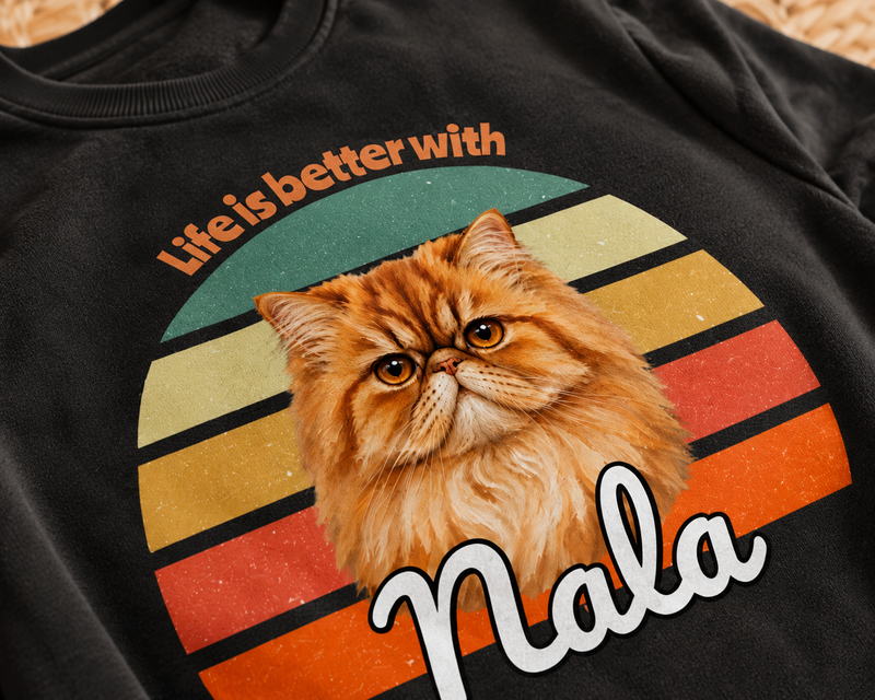 Life is better with Cat - personalisiertes Sweatshirt